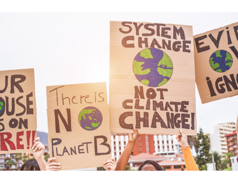 Afbeelding van verschillende plakkaten pro klimaatverandering